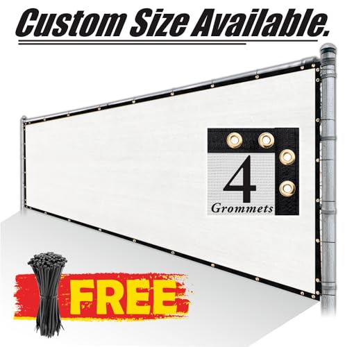 Royal Shade Custom Size 8' x 2' White Fence Privacy Screen Windscreen Cover Netting Mesh Fabric Cloth - Cable Zip Ties Included (We Make Custom Size) - color: White, size: 8' x 2' Customized Size