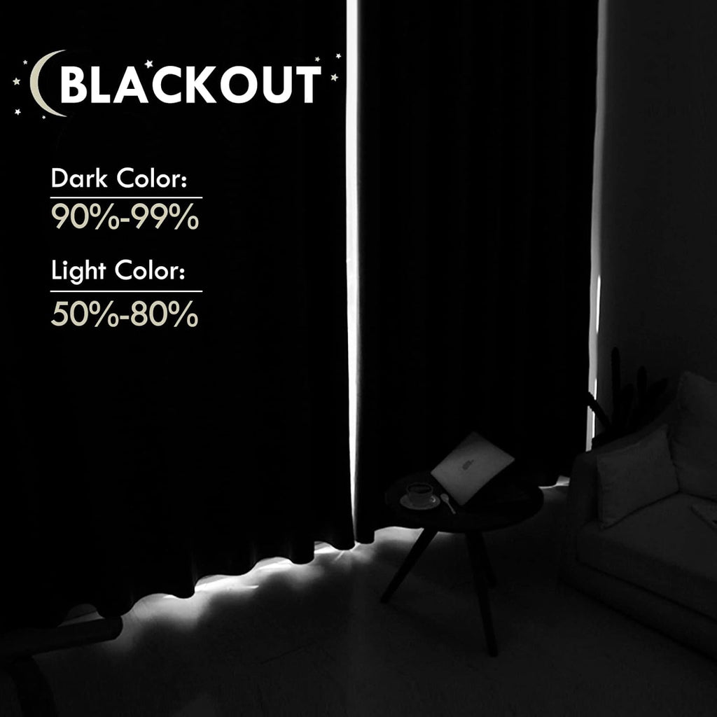 DWCN Blackout Curtains Room Darkening Thermal Insulated Bedroom Curtains Window Curtain Panels, 52 x 54 inches Long, Set of 2 Black Rod Pocket Drapes