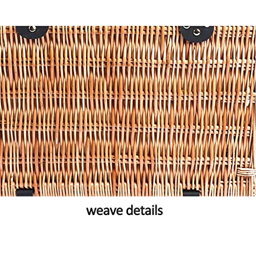 Stainless Steel Tableware Cutlery Set, Picnic Basket Natural Wicker Picnic Hamper Picnic Hamper Cutlery Set Insulated Wicker Flatware Set (Red White Grid 4 Person) - color: Red White Grid, size: 4 Person