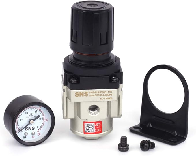 SNS AR3000-N03 Female Thread 3/8 NPT Air Pressure Regulator 0-150 PSI Adjustable,Bracket,Gauge