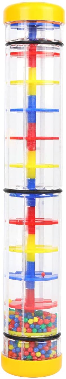 Rainmaker 12 inch Rain Stick for Babies Rattle Tube Rain Stick Shaker Music Sensory Auditory Instrument Toy for Baby Child Girl (12 inch Yellow)