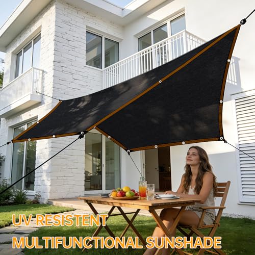 Shade-Cloth 85-90% for Garden Plants 6x10 FT, Black Sun-Block Shade Cover Mesh Tarp with Grommets Sun Shade Canopy for Outdoor Pergola Patio Flower Lawn Kennel Chicken Coop - size: 6x10 FT