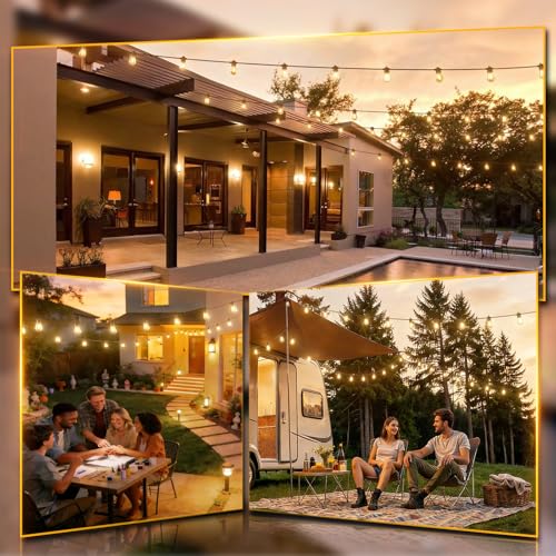 addlon 100FT LED Outdoor String Lights with Edison Shatterproof Bulbs, Heavy-Duty and Weatherproof Strand, Commercial Grade Patio Lights, Decorative for Garden or Patio, Black - size: 100FT