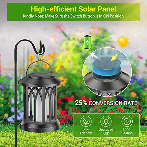 KOOPER 4 Pack Solar Lantern Outdoor Lights, Upgraded Flickering Flame Solar Lanterns Lights Outdoor Waterproof, Hanging Lantern Decorative, Solar Powered Lanterns for Yard Patio Path Tree Garden Decor - style: 4 Pack