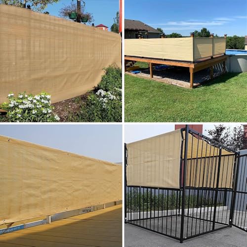 90% Beige Shade Cloth, 10x10FT Breathable Patio Sun Shade Screen with Grommets, Outdoor Sunshade Fabric for Deck, Porch, Backyard, Pergola, Balcony, Pool. - size: 10*10Ft