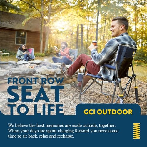 GCI Outdoor Freestyle Rocker Camping Chair | Portable Folding Rocking Chair with Solid, Durable Armrests, Drink Holder & Comfortable Backrest — Cinnamon - color: Cinnamon, style: Freestyle Rocker