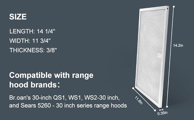 BPS1FA30 Range Hood Grease Filter 11-3/4" x 14-1/4" (4-Pack) Multi-layer Aluminum Mesh Filter,Replaces 99010299 NuTone Allure 30" WS1 QS2 and Broan QS1 30" by oneket