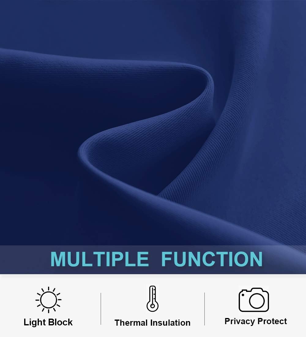 RYB HOME Kitchen Curtains 36 inch Long for Small Window Curtains Short Drapes for Bedroom, Half Window Tiers for Kids Room Bathroom Nursery, W 42 x L 36 in per Panel, Marine Blue, 2 Pcs
