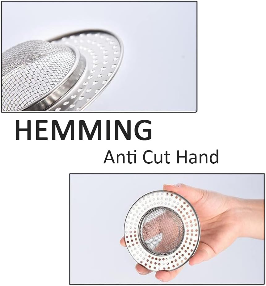 2pcs Heavy Duty Stainless Steel Slop Basket Filter Trap,3.54" Top / 1.65" Mesh Metal Sink Strainer,Perfect for Kitchen Sink/Bathroom Bathtub Wash Basin Floor Drain Balcony Drain Hole,Utility
