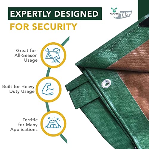 Waterproof Heavy Duty Tarp, 12x16 Foot, Reversible Green and Brown, 12 Mil Thick Poly Sheet for Wood, Furniture, Boat, Pool, Roof and Camper, Tear Resistant Shelter Cover - size: 12' x 16'