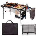Folding Table w/ Carry Bag, Paper Towel Holder, Garbage Holder, Wing Panels, 3x2 FT Foldable Table for Portable Grill, Picnic, Outdoor, Beach, Small Folding Table Adjustable Height,Camping Table, BBQ