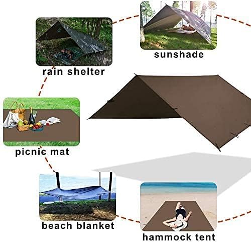 KALINCO Tent Tarp, Picnic Mat Camping Tarp Tent Hammock Tarp, pu Waterproof Camping tarp Tent Rain Fly Picnic Mat Survival Shelter Sunshade - color: Coffee, size: 10x13FT