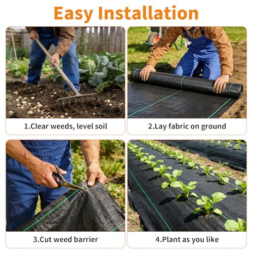 AMAGABELI GARDEN & HOME 3ft x 100ft 3.2oz Weed Barrier Landscape Fabric Garden Cloth Heavy Duty Weed Control Blocker Mat Gardening Ground Cover Durable Woven Geotextile Fabric Driveway Underlayment - size: 3.2oz-3x100ft