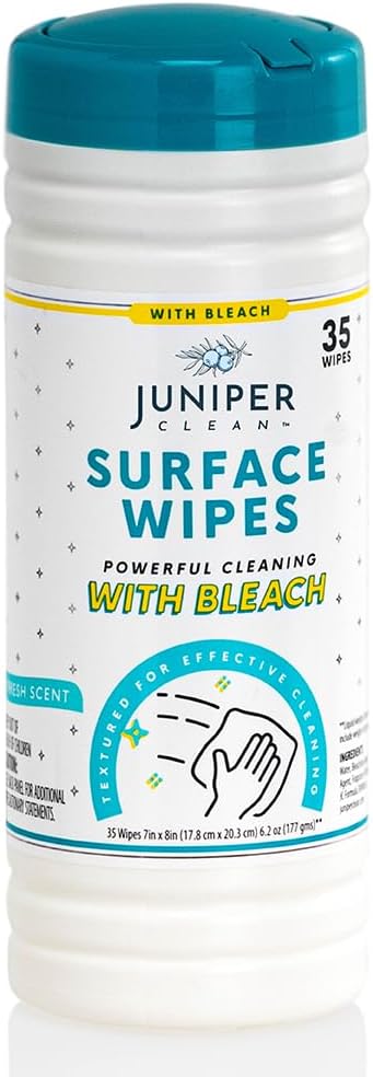 1 Pack Surface Cleaning Wipes with Bleach, All-Purpose Cleaner for Bathroom, Kitchen, Office, 35 Count Canister, 7.5" x 7" Sheet, Fresh Scent, Lint Free & Durable