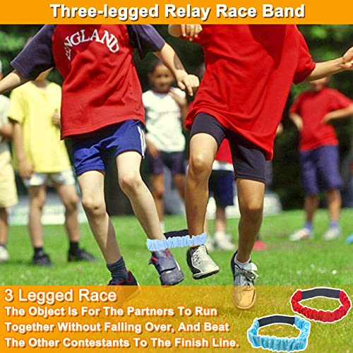 19 Pack Easter Outdoor Party Games for Kid Family, School Carnival Game 4 Bunny Potato Sack Race Bag, Egg and Spoon Relay Race, 2 3-Legged Band, 1 Ear Ring Toss Game (4 Score Rings) Easter Eggs Hunt