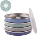 Elk and Friends Stainless Steel Divided Plates with Silicone Sleeve for Babies & Toddlers | Lids Included | Stay Put Suction | Dinner & Snack Plates | 4 Pack