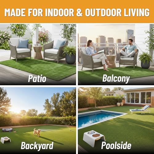 Ottomanson Dog Grass Mat 2' x 2'7" – Artificial Grass Pad for Dogs, Balcony & Patio, Turf for Pet Training & Potty, Drainage Holes & Easy to Clean - size: 2-ft