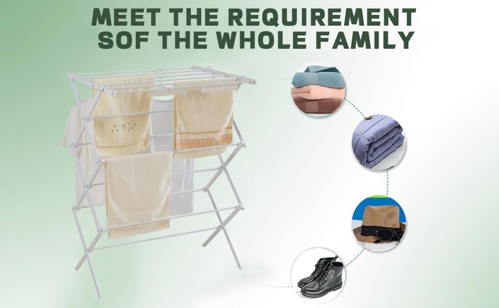 3 Tiers Foldable Clothes Drying Rack, Vertical Laundry Rack Portable and Collapsible for Storage Indoor Outdoor, Pearly White