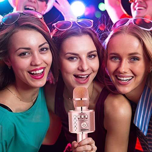 BONAOK Wireless Bluetooth Karaoke Microphone, 3-in-1 Portable Handheld Mic Speaker Machine for All Smartphones,Gifts to Girls, Boys Kids Adults All Age Q37(Champagne)