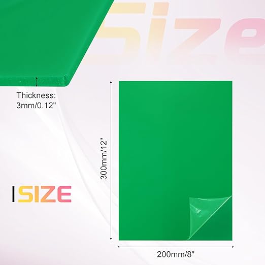 uxcell Acrylic Sheets 12x8 Inch Acrylic Panel 1/8 Inch-3mm Plastic Board for Picture Frames Sign Holders DIY Display Projects Craft, Green