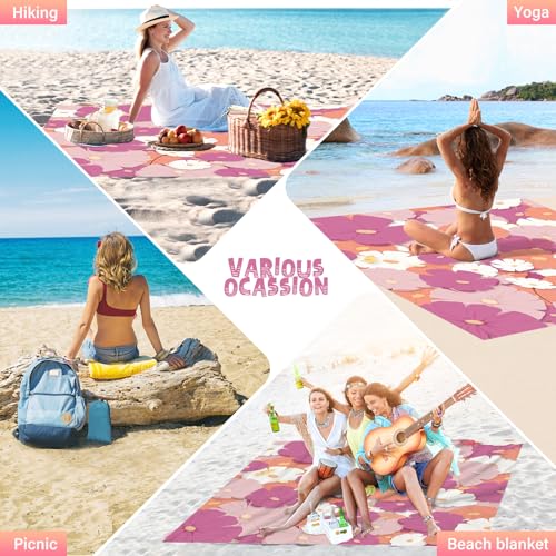 Beach Blanket Waterproof Sandproof 1-7 Adult Oversized 78 '' × 81 '' Lightweight Durable Compact Sand Free Extra Large Beach Mat for Travel Camping Hiking Picnic - color: Flower, size: 78“x81”