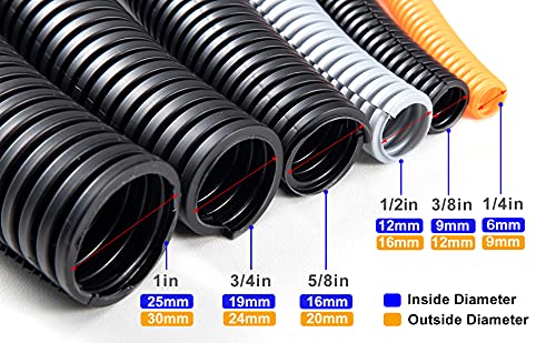 ZhiYo 10FT 1” Wire Loom Split Tubing Auto Wire Conduit Flexible Cover - color: Black, size: 10FT 1”