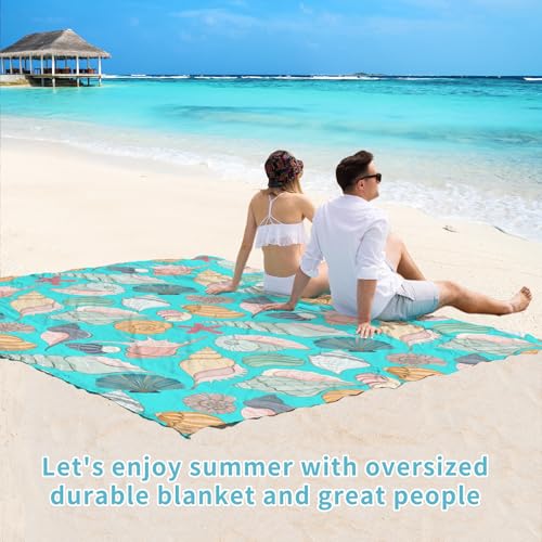 Beach Blanket 78''×81'' Suits 1-5 Adults Waterproof Sandproof Lightweight Oversized Large Picnic Mat Blanket for Beach Travel Camping Picnic Hiking - color: Conch, size: 6'9" x 6'6"