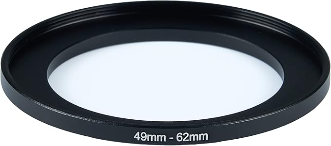 49mm Lens to 62mm Camera Lens Adapter 49mm to 62mm Step Up Ring Adapter Ring for All Brands of UV ND CPL, with Premium Lens Wiping Cloth 2 Pack (49mm-62mm)