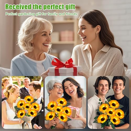 Sunflower Solar Lights Outdoor Decor, 6 Pack Solar Garden Decor Waterproof Solar Sunflower Outdoor Lights for Garden Patio,Flower Bed, Pathway, Gift for Women, Mom, Grandma (6 Pack) - style: Sunflower-6 Pack