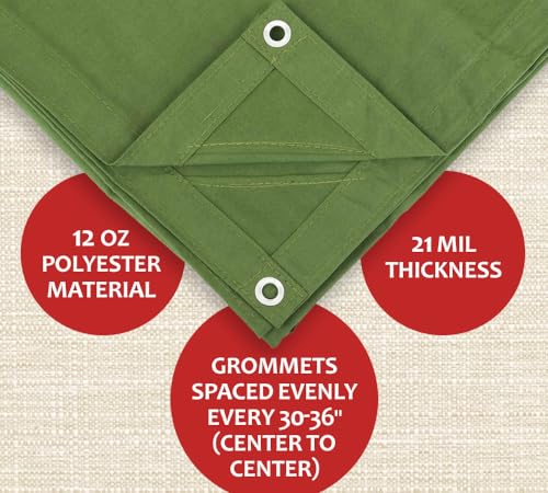 Mytee Products (2 Pack) 6' x 8' Green Canvas Tarp 12oz Heavy Duty Water Resistant - color: Green (2 Pcs), size: 6' x 8'