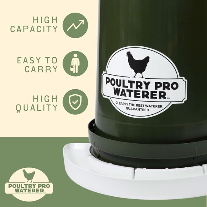 The Original Poultry Pro Waterer | DIY Chicken Waterer for Chicken Coop | Hands Free Poultry Waterer Suitable for Pigeons, Ducks, Chickens & Other Smaller Birds - Fits All 5 Gallon Buckets