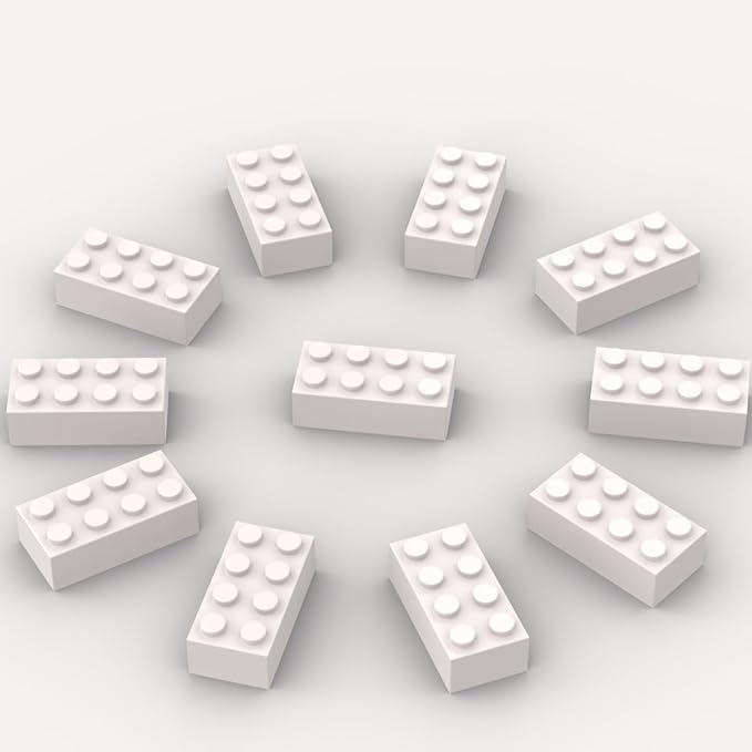 500 Piece Bulk 2x4 Building Bricks, Compatible with Lego, Flat White Bricks