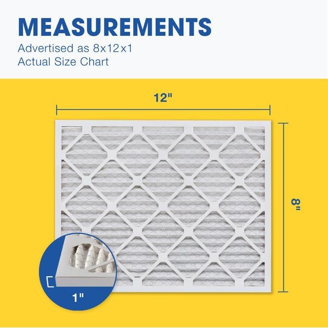Aerostar 8x12x1 MERV 8 Pleated Air Filter, AC Furnace Air Filter, 6 Pack (Actual Size: 8" x 12" x 1")