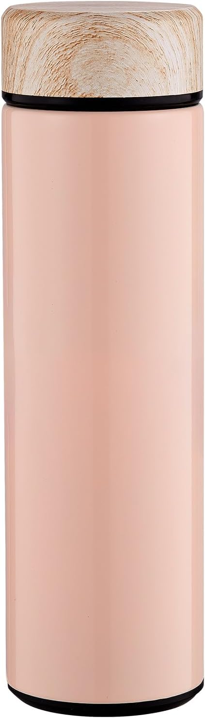 15oz Water Bottle Stainless Steel Thermos Flask - Insulated Vacuum, Leak Proof, Keeps Drinks Hot/Cold - Ideal for Coffee, Tea, Water - Pink