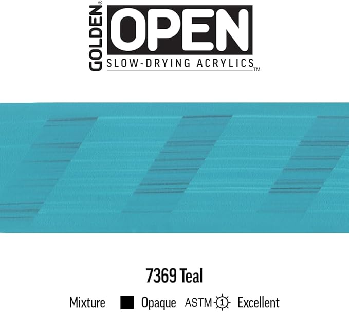 OPEN Slow-Drying Acrylics by GOLDEN, Teal, 2 fl oz. tube, Professional Acrylic Paint, Opaque