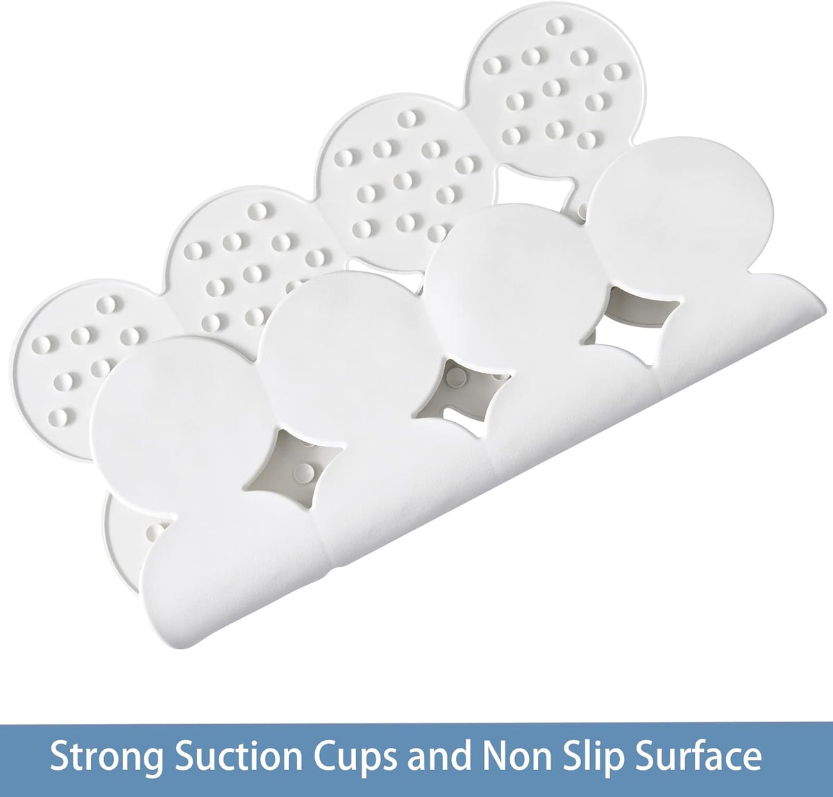 Square Shower Mat Nonslip - 2PCS Rubber Bathtub Mat with Suction Cups for Inside Shower Bathroom Floor (White, 21X21)