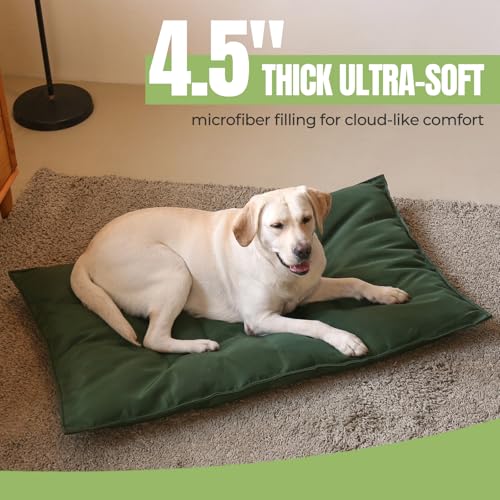 Chew Proof Indestructible Dog Bed for Aggressive Chewers, Durable & Waterproof Crate Pad, Machine Washable Tough Kennel Bed for Large Dogs, Indoor Outdoor Pet Bed, X-Large (28"x47", Green) - size: X-Large (28"x47")