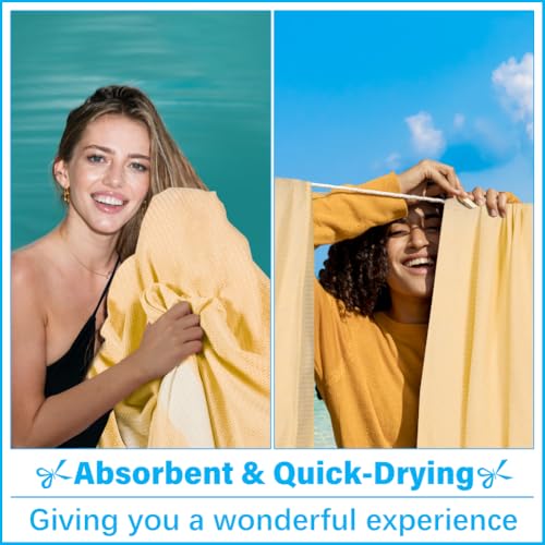 Oversized Turkish Beach Towel Blanket XXL Cotton Sandproof Towels Boho Woven Extra Large Big Sand Free Giant Throw Blankets Huge Quilt XL Picnic Camping Necessities Cloud For Adult Gifts Yellow - color: Woven Yellow, size: XXXL(88x82 IN,224x208 CM)