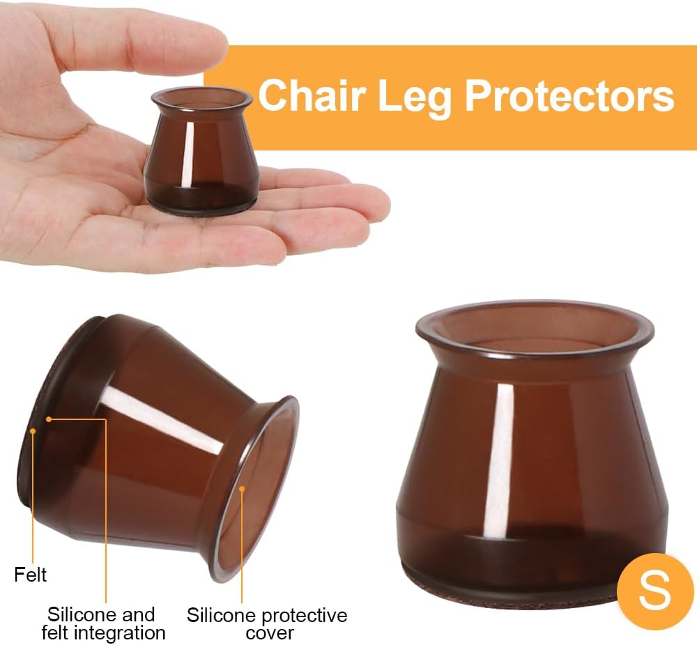 32 Pcs Chair Leg Protectors for Hardwood Floors, Silicone Felt Furniture Leg Cover Pad for Protecting Floors from Scratches and Noise, Smooth Moving, Small(Fit Round Diameter：5/16" to 1-5/16")