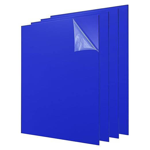 uxcell 4Pcs Acrylic Sheets 8x8 Inch Acrylic Panel 1/8 Inch-3mm Plastic Board for Picture Frames Sign Holders DIY Display Projects Craft, Dark Blue