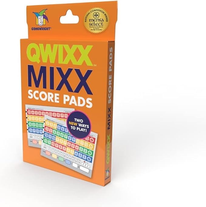 Gamewright Qwixx Mixx - Genuine Enhanced Game Play Add-On Replacement Scorecards for Qwixx - A Fast Family Dice Game, 8 + years