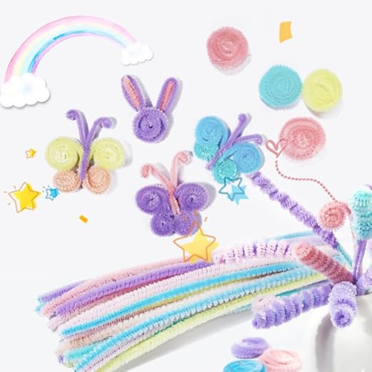 100 Pieces Pipe Cleaners Chenille Stem, Solid Candy Pink Color Pipe Cleaners Set for Pipe Cleaners DIY Arts Crafts Decorations, Chenille Stems Pipe Cleaners (Light Pink)