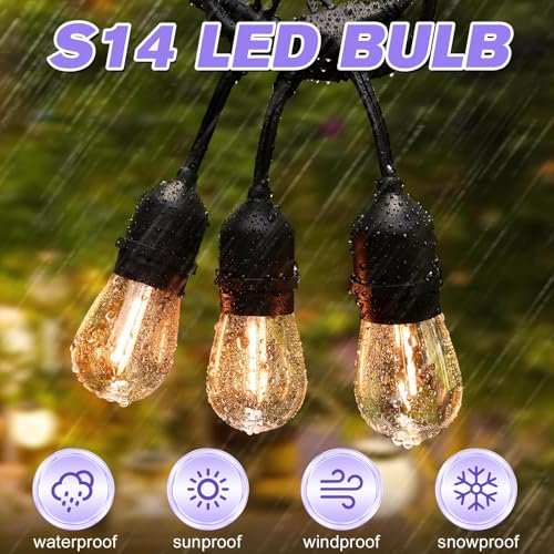 GvvooHome 15 Pack Shatterproof S14 LED Replacement Bulbs for Outdoor String Lights, 1W Equivalent to 11W Incandescent Bulb, Warm White 2200K, Dimmable, E26 Regular Medium Screw Base - size: 15 Count