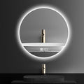 Bathroom Mirror with LED Lights and Touch Sensor, Wall Mounted Mirror with Demister Pad, 3 Colours of Light, Double Touch Button, for Entryway, Bathroom, Vanity(80cm/31.5in)