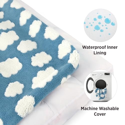 LE SURE Cute XL Dog Bed-Extra Large Thick Shredded Chopped Foam Pet Bed Indoor with Removable Washable Cover, Modern Fuzzy Plush & Anti Slip Bottom, Blue - color: Blue, size: 44.0"L x 32.0"W x 4.0"Th