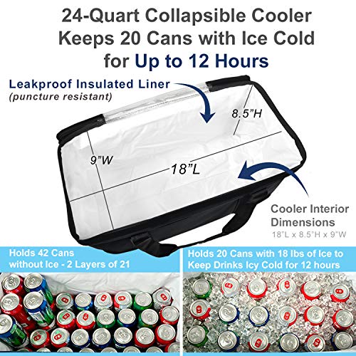 Army Licensed Black Knights 42 Can Capacity Semi Rigid Collapsible Leakproof Cooler- Designed & Quality Approved in The USA