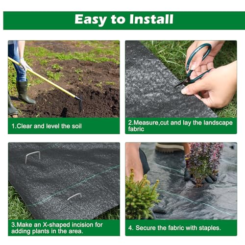 WAENLIR 5.8oz 6FT x 100FT Heavy Duty Landscape Fabric Weed Barrier Premium Woven Ground Cover Roll, UV Resistant&Tear-Proof, Ideal for Garden Beds, Walkways, Patios, Greenhouses, Outdoor Landscaping - size: 5.8oz 6ft x 100ft
