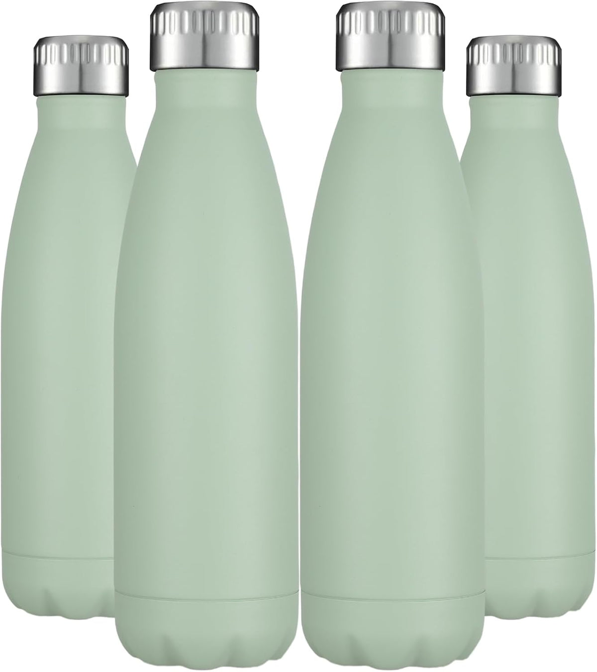 HASLE OUTFITTERS 17oz Stainless Steel Water Bottles Bulk, Vacuum Insulated Water Bottles Double Walled Powder Coated Reusable Metal Sports Water Bottles Keep Drinks Hot and Cold, Light Green, 4Packs