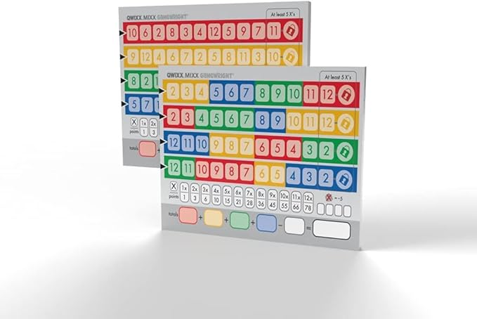 Gamewright Qwixx Mixx - Genuine Enhanced Game Play Add-On Replacement Scorecards for Qwixx - A Fast Family Dice Game, 8 + years