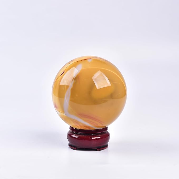 JIC Gem Natural Yellow Egg Yolk Stone Crystal Ball Sphere 7-8cm Healing Crystal Gemstone Ball Chakra Meditation Reiki Decorative Ball